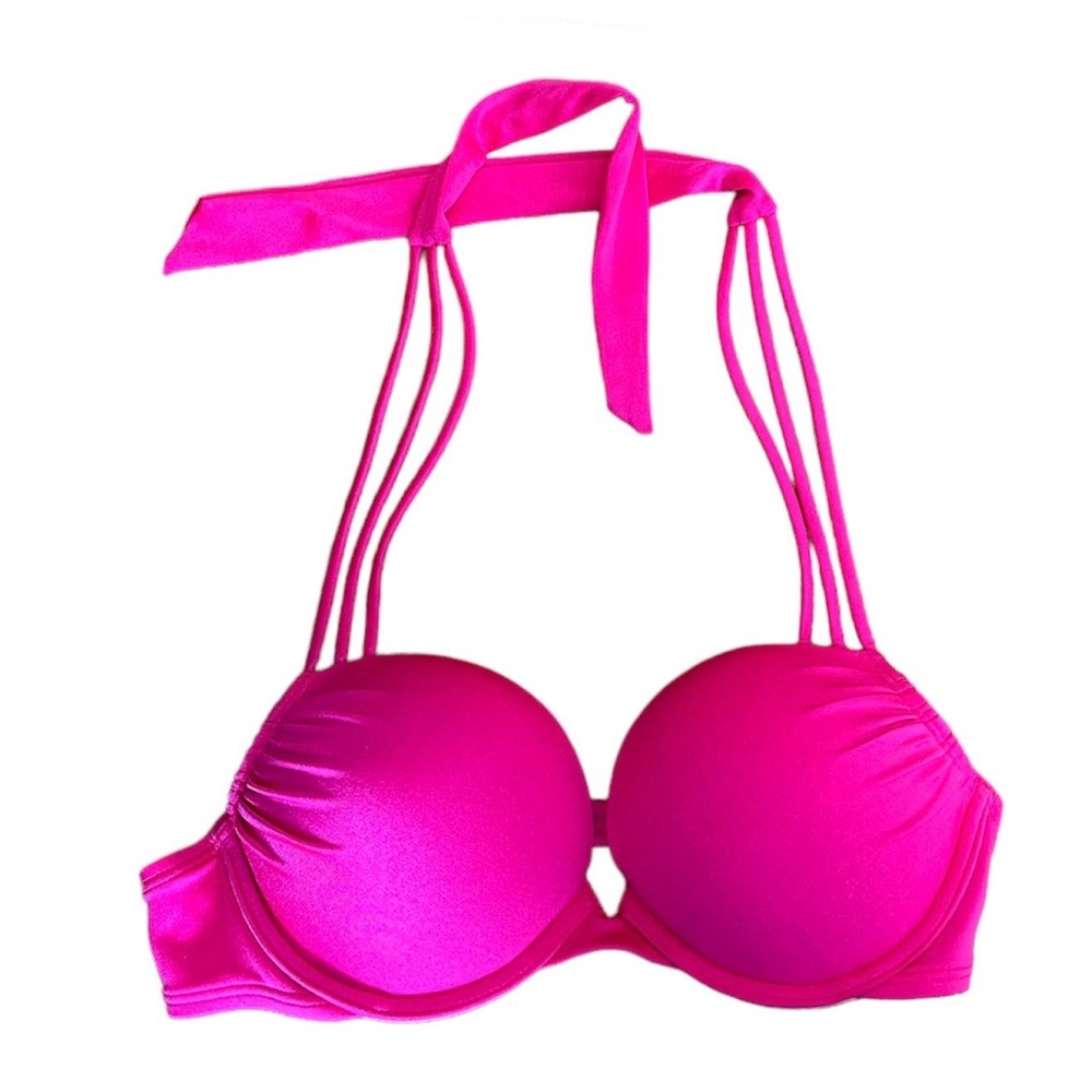 Victoria’s Secret Bombshell Push-Up Bikini Top VS swim 32B hot pink halter